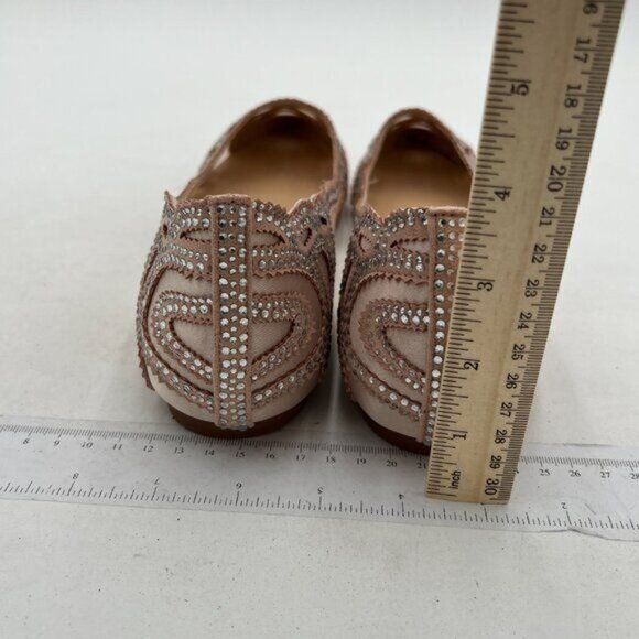 XYD Women Elegant Pointed Toe Rhinestone Flats Mesh Slip On Low Heel Crystal - Picture 5 of 8